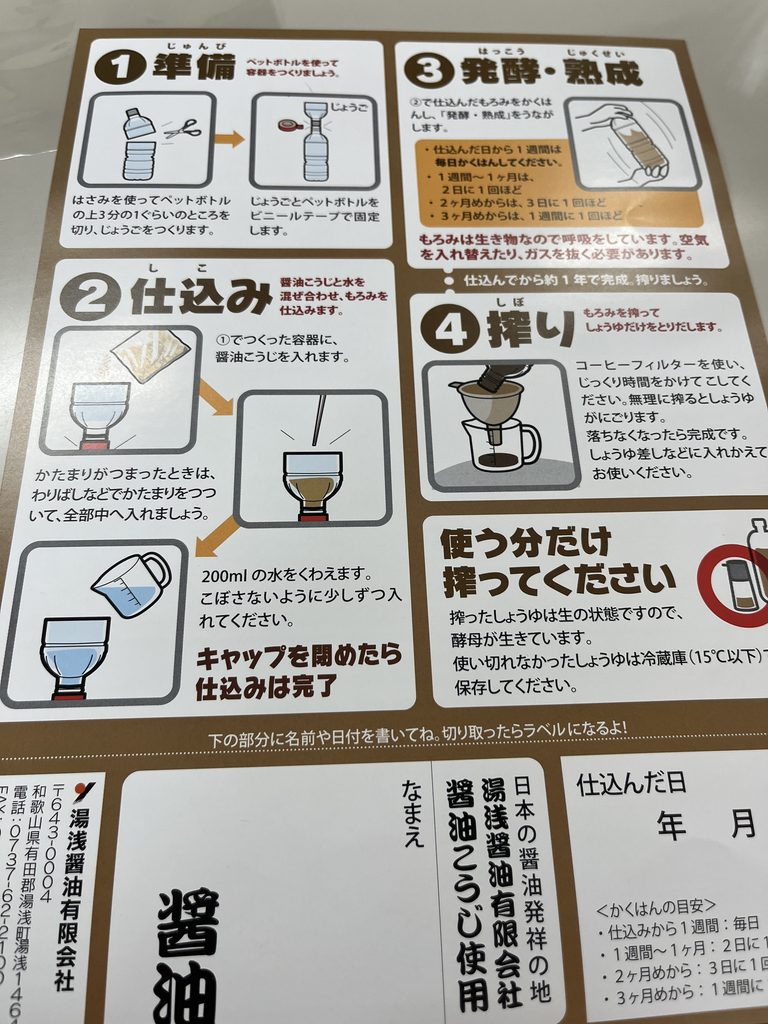 持ち帰り醤油の説明書